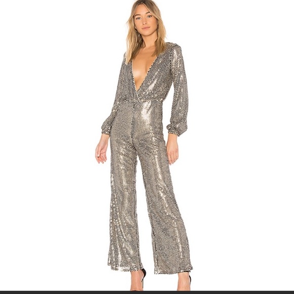 Tularosa Azalea Jumpsuit in Gold sparkles and silver tones - Picture 1 of 3
